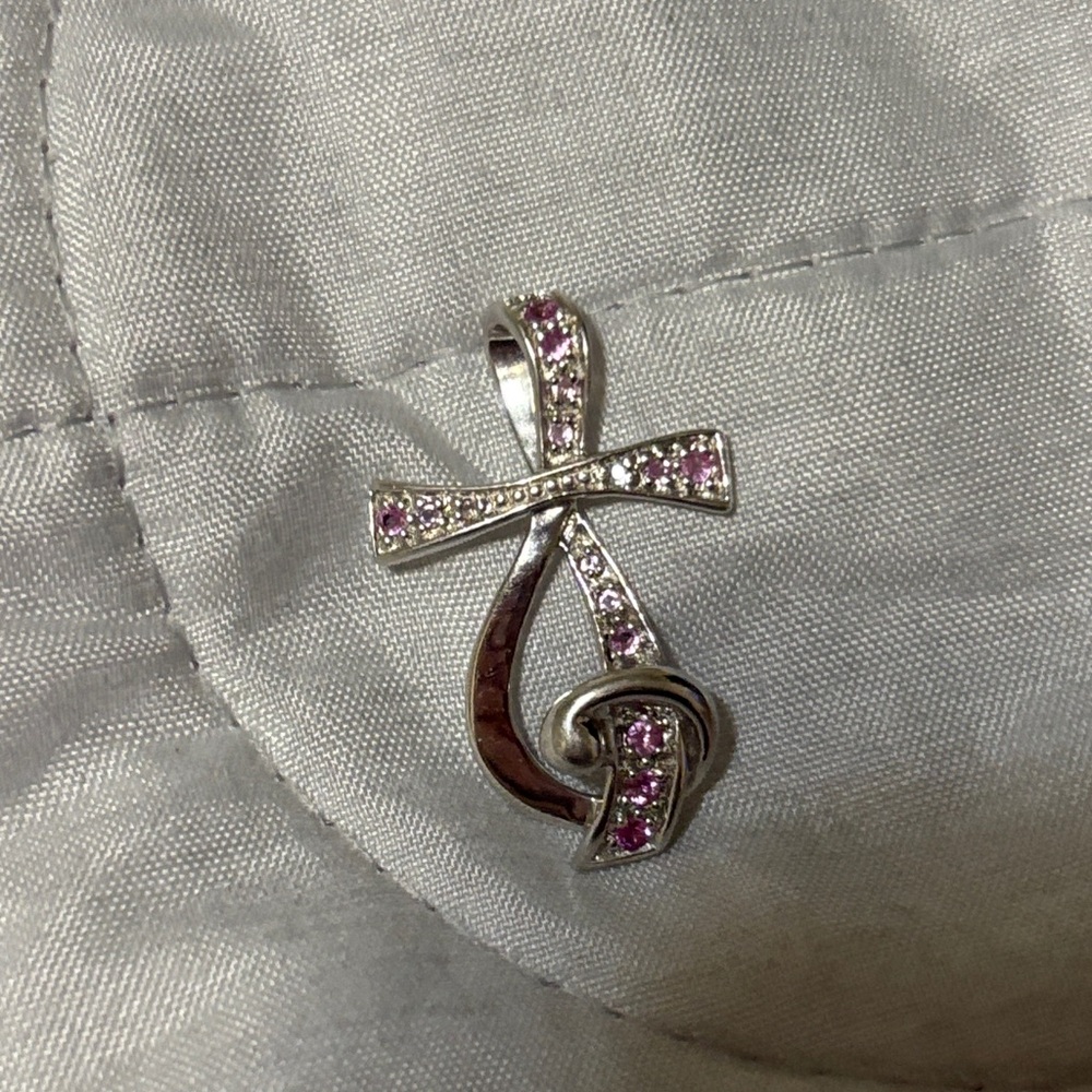 Silver and Pink Birthstone pendant